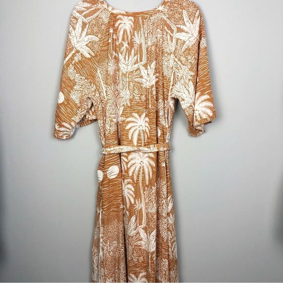 DESMOND & DEMPSEY x H&M | Landscape Caftan Midi Dress Belted Women’s Size Large - Picture 11 of 15